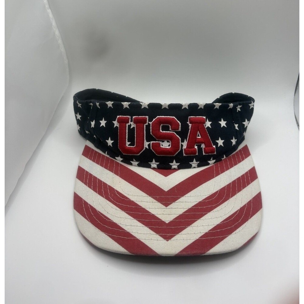 USA American Sun Visor Multicolor White Stars/Red Embroidery